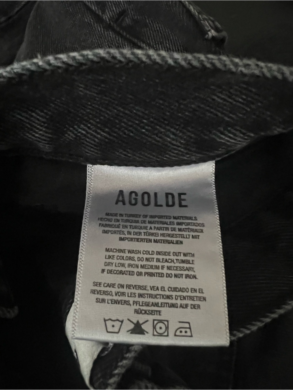 $10Gift🦊New AGOLDE Dark grey charcoal High-RiseDistressed Straight Jeans waist24 - Picture 11 of 15